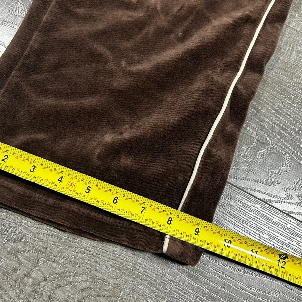 Sweatledo Brown Velour Track Pants Baggy Y2K Side Stripe Joggers Mens XL